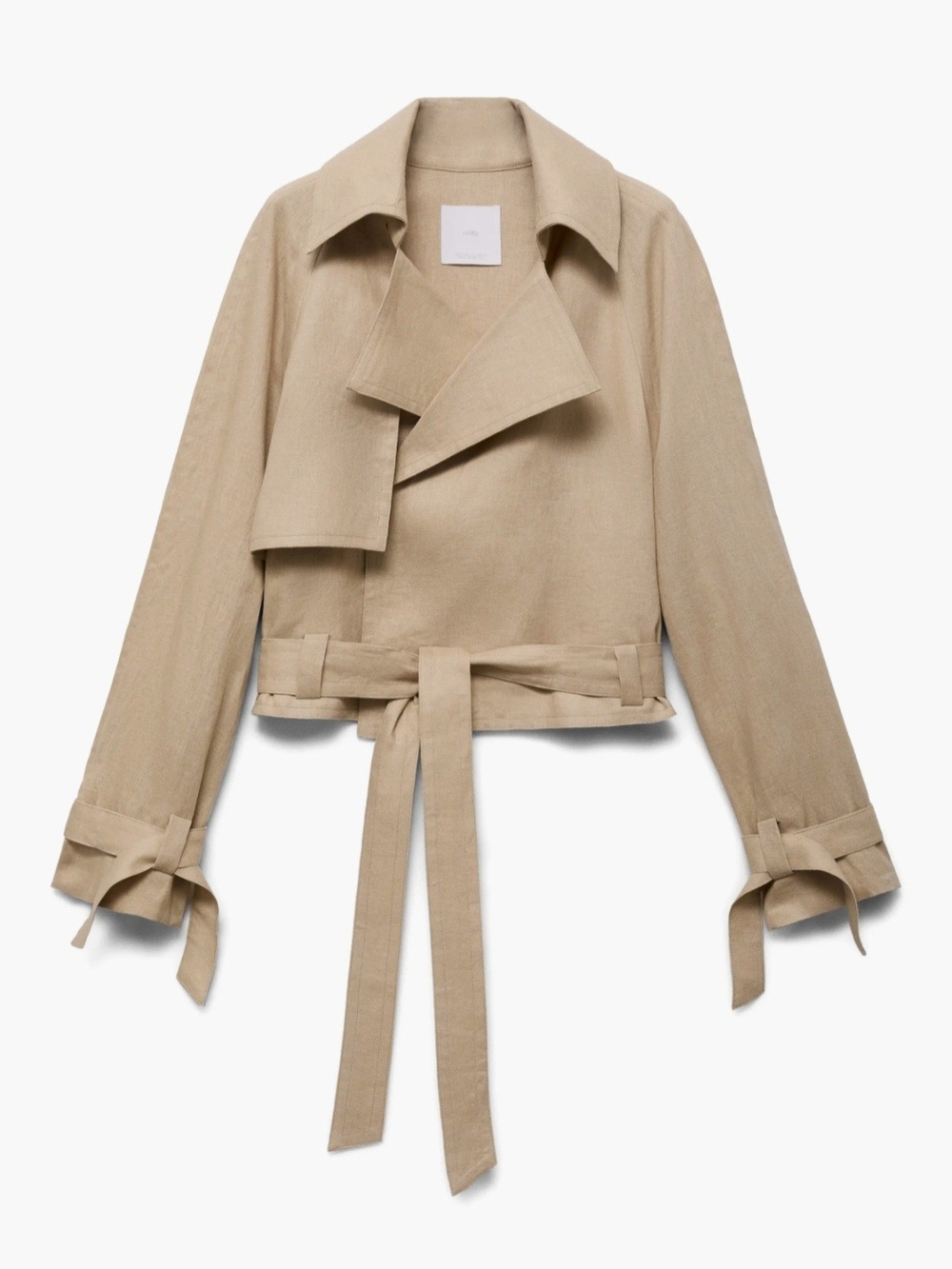 Mango Tie Waist Trench Jacket In Beige